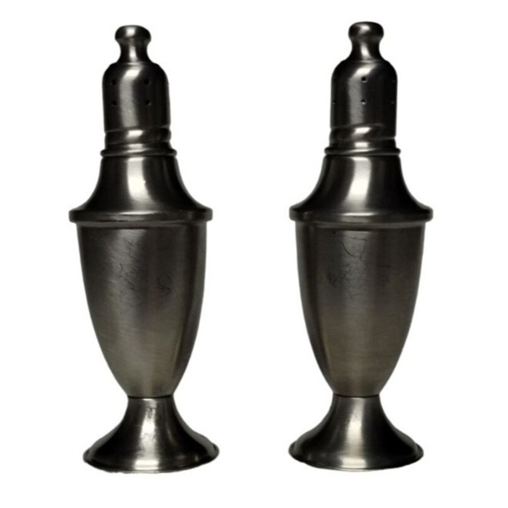 Vintage Pewter Salt and Pepper‎ Shakers Set Elegant Table Decor Kitchen